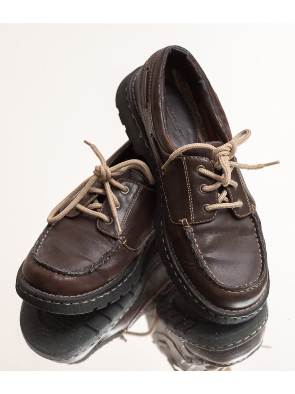 Vintage 90s Y2K Lower East Side Oxfords Shoes Chunky Brown 9 Academia Retro Art